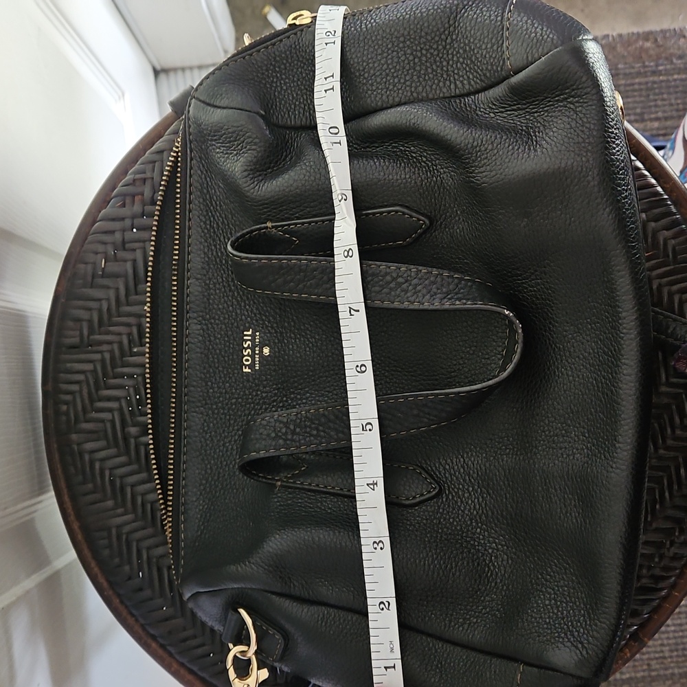 Fossil Black Crossbody Bag Satchel Pebbled Leather - Picture 15 of 16